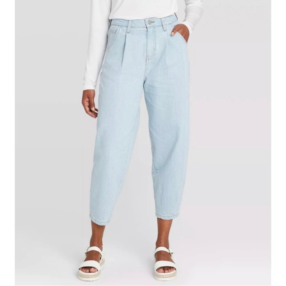 Prologue Mid-Rise Tapered Ankle Mom Jeans Size 2 Light Wash Denim Vintage Style
